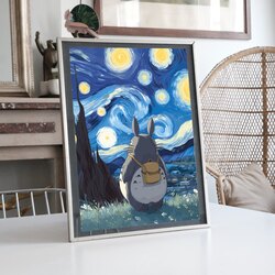 Komşum Totoro ve Vincent van Gogh Tasarımlı Tablo BOYUT:(A3) 30 x 42,0 CM |  