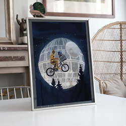 Star Wars ve E.T. Fan Art llüstrasyon Tasarımlı Tablo BOYUT:(A3) 30 x 42,0 CM