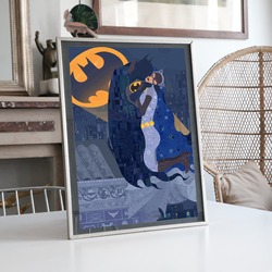 Batmen ve Kedi Kadın Kiss İllüstrasyon Tablosu BOYUT:(A3) 30 x 42,0 CM |