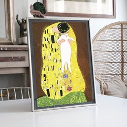 Gustav Klimt The Kiss Kedi Temalı llüstrasyon Tasarımlı Tablo BOYUT:(A3) 30 x 42,0 CM |