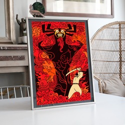 Samurai Jack ve Aku İllüstrator Tasarımı BOYUT:(A3) 30 x 42,0 CM |  