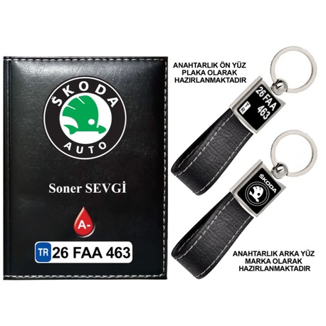 Plakanıza Özel Skoda Logolu Ruhsat Kabı ve Anahtarlık 4 Renk Seçeneği Mevcuttur.