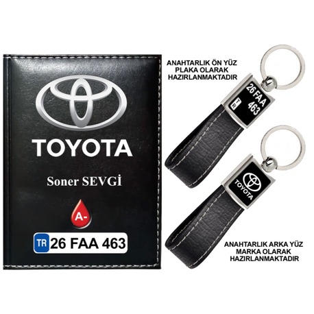 Plakanıza Özel Toyota Logolu  Ruhsat Kabı ve Anahtarlık 4 Renk Seçeneği Mevcuttur.