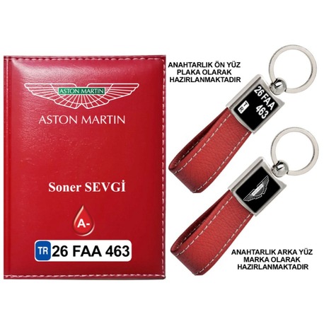 Plakanıza Özel Aston Martin Logolu Ruhsat Kabı ve Anahtarlık 4 Renk Seçeneği Mevcuttur.