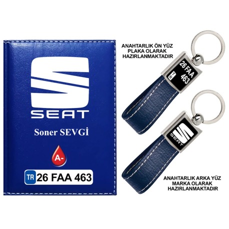 Plakanıza Özel Seat Logolu Ruhsat Kabı ve Anahtarlık 4 Renk Seçeneği Mevcuttur.