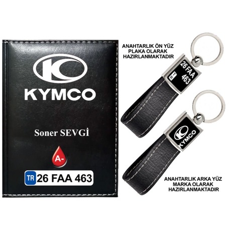 Plakanıza Özel Kymco Logolu  Ruhsat Kabı ve Anahtarlık 4 Renk Seçeneği Mevcuttur.