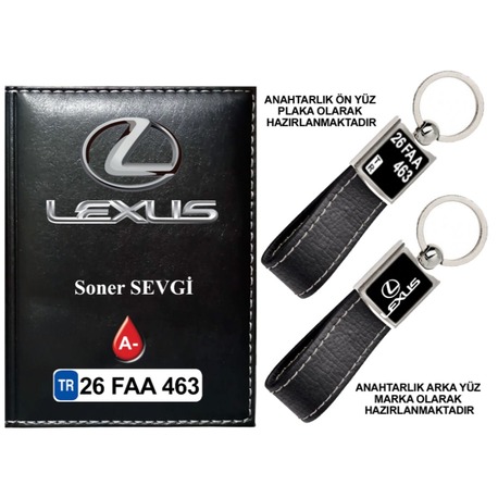 Plakanıza Özel LEXUS Logolu  Ruhsat Kabı ve Anahtarlık 4 Renk Seçeneği Mevcuttur.