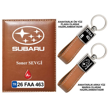 Plakanıza Özel Subaru Logolu Ruhsat Kabı ve Anahtarlık 4 Renk Seçeneği Mevcuttur.