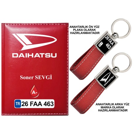Plakanıza Özel Daıhatsu Logolu  Ruhsat Kabı ve Anahtarlık 4 Renk Seçeneği Mevcuttur.
