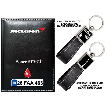 Plakanıza Özel Mclaren Logolu Ruhsat Kabı ve Anahtarlık 4 Renk Seçeneği Mevcuttur.