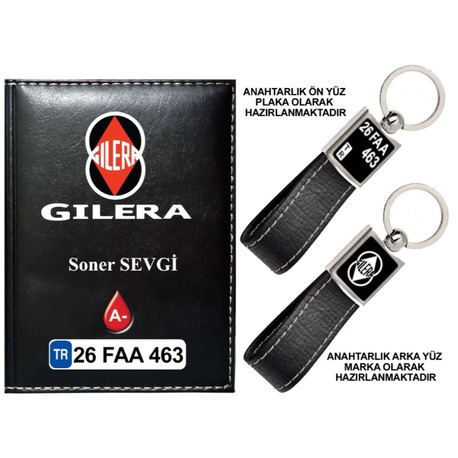Plakanıza Özel Gleria Logolu  Ruhsat Kabı ve Anahtarlık 4 Renk Seçeneği Mevcuttur.