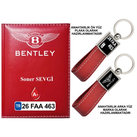 Plakanıza Özel Bentley Logolu Ruhsat Kabı ve Anahtarlık 4 Renk Seçeneği Mevcuttur.
