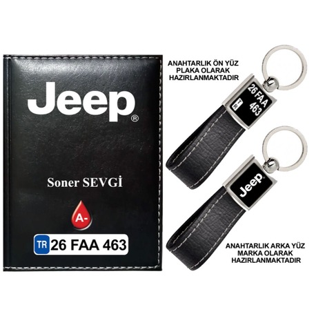 Plakanıza Özel Jeep Logolu Ruhsat Kabı ve Anahtarlık 4 Renk Seçeneği Mevcuttur.