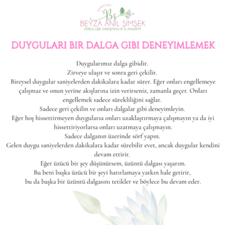Duyguları bir dalga gibi deneyimlemek- çalışma kağıdı