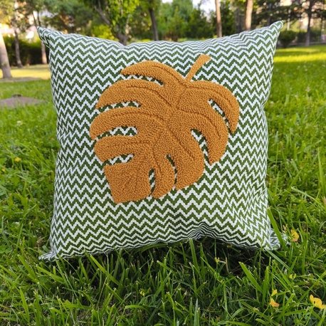 Monstera ( Deve Tabanı)  Deseni Punch Nakışı Kırlent