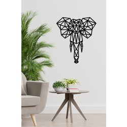 Ahşap Duvar Dekoru Geometrik Fil Kafası 40cm