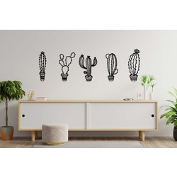 Ahşap Duvar Dekoru Kaktüs 5'li Set 30cm