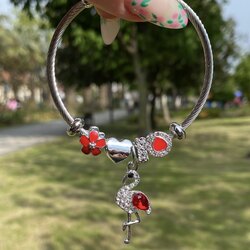 Çelik Kırmızı Flamingo Pandora