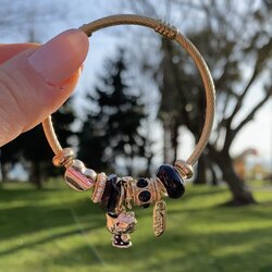 Çelik Hello Kitty Siyah Pandora(gold)