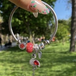 Çelik Kırmızı Flamingo Pandora