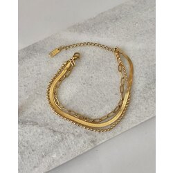 çelik üçlü ataç dorika bileklik gold