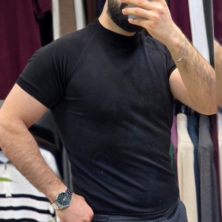  Yarın balıkçı bisiklet yaka pamuk - slim fit triko tişort | T50114