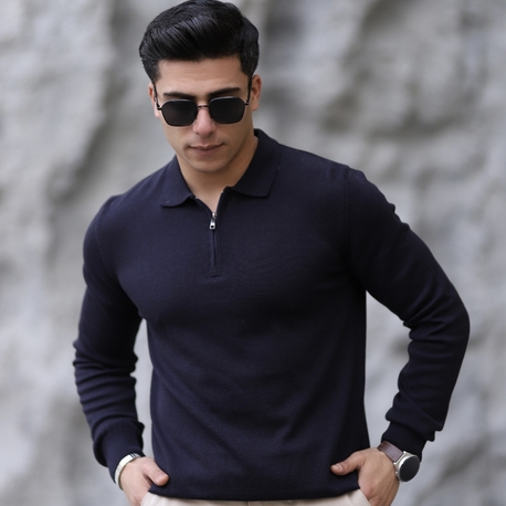 POLO YAKA FERMUARLI DÜZ ÖRGÜ TRİKO P002