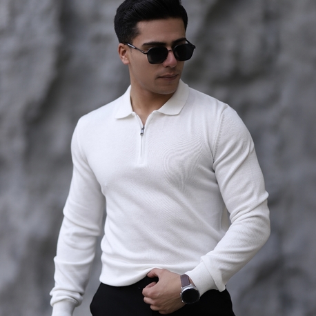 POLO YAKA FERMUARLI DÜZ ÖRGÜ TRİKO P002