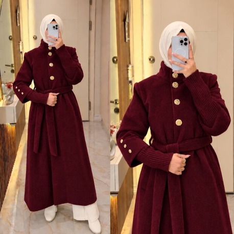 Kolları Düğmeli Fox Kuşaklı Kaban 