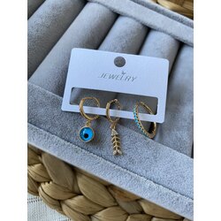 balık 3 lü set küpe