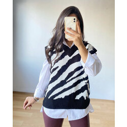 234 zebra desen siyah süveter 