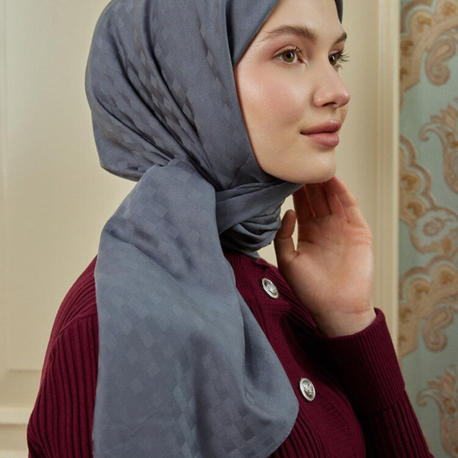 Antrasit Dama Desenli Eşarp