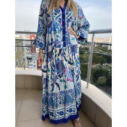 DOKUMA ÇİÇEKLİ ELBİSE