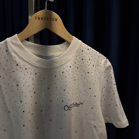 Off White Taşlı T-Shirt