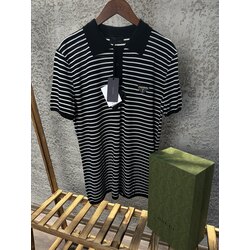 Prada Metal Armalı Çizgili Triko Yaka T-Shirt