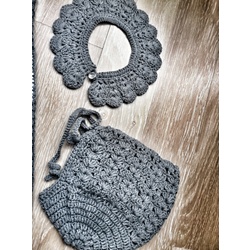 Örgü bonnet ve yaka takımı 