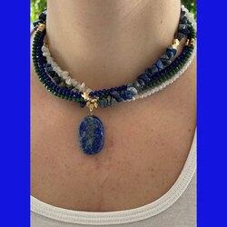 Çoklu kristal, aytaşı ve lapis taşlı kolye