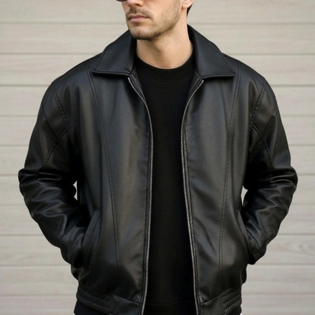oversize rahat kalıp deri ceket 