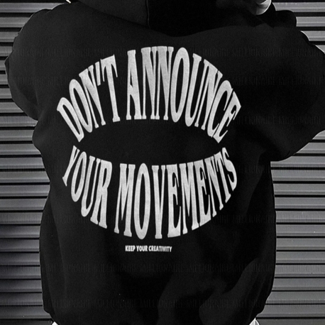 erkek siyah 3 iplik dont anaunce baskılı kapşonlu sweatshirt 