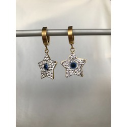 Zirkon Taşlı Yıldız Çelik Gold Küpe