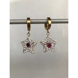 Zirkon Taşlı Yıldız Çelik Gold Küpe