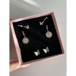 silver kelebek küpe set|ÇELİK