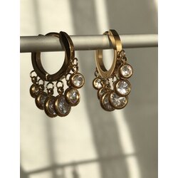 gold zirkon taş sallantılı küpe