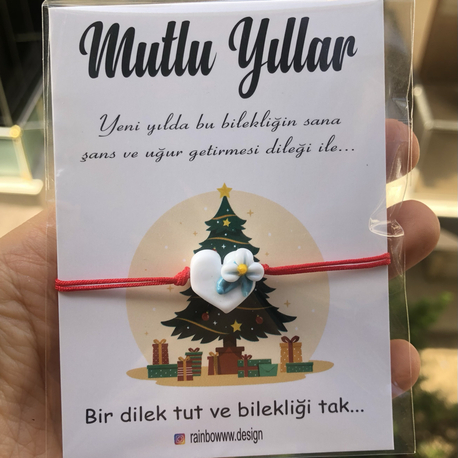 Beyaz kalp murano bileklik 