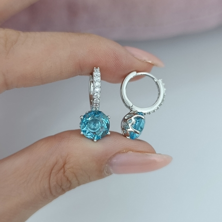 Beyaz Altın İşçiliğinde Aqua Crystal Xuping Küpe 