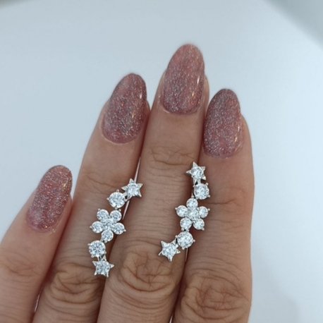 Beyaz Altın İşçiliğinde Xuping Flower Star Küpe 
