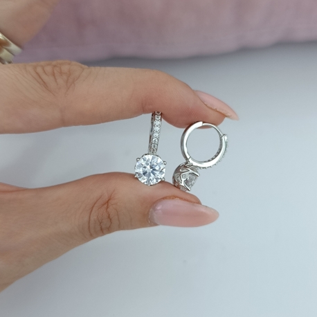 Beyaz Altın İşçiliğinde Xuping Crystal Küpe 