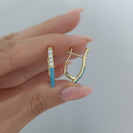 14K Renkte Xuping Mavi Mineli Küpe 