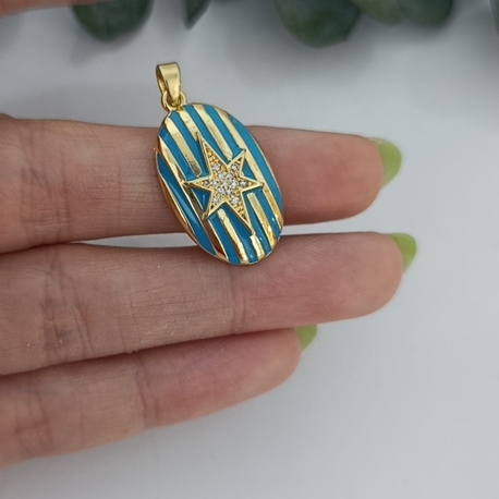14K Renkte Xuping Blue Kuzey Yıldızı Kolye Ucu 