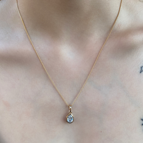 Damla Taşlı Rose Gold Kolye